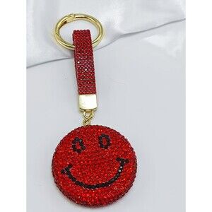 Women's Purse Charm Rhinestone Smiley Face Keychain Bag Charm